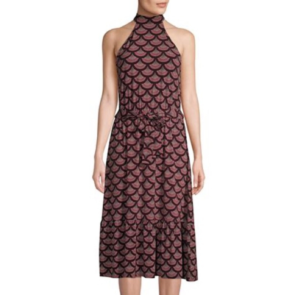 Michael Kors Black and Pink Midi Dress